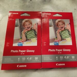 Canon Photo Paper Glossy GP701 Inkjet 4x6 Inches 50 Sheets Two Packs
